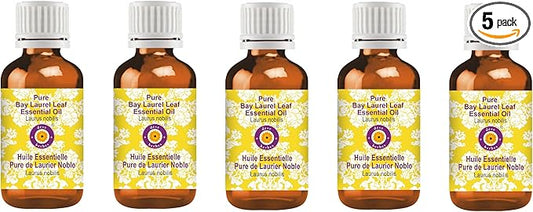 Deve Herbes Pure Bay Laurel Leaf Essential Oil (Laurus nobilis) Steam Distilled (Pack of Five) 100ml X 5(16.9 oz)