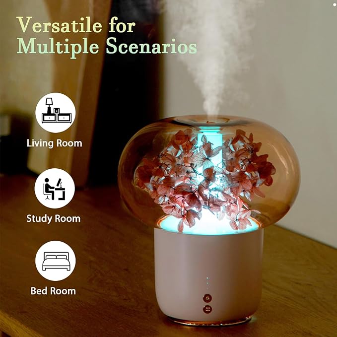Eternal Flower Essential Oil Diffuser, 200ml Ultrasonic Aromatherapy Humidifier, Creative Colorful Night Light Aromatherapy Machine, Noise Free, BPA Free, Auto Shut-Off, Gift for Women (Orange)