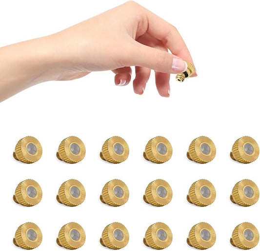 POCKET PANDA 18Pcs Brass Mister Nozzles for Outside Patio Misting, Nozzle for Misters Outdoor Cooling System, Mist Replacement Head. Garden Hose Parts Accessories. 0.016" Orifice (0.4 MM) 10/24 Unc