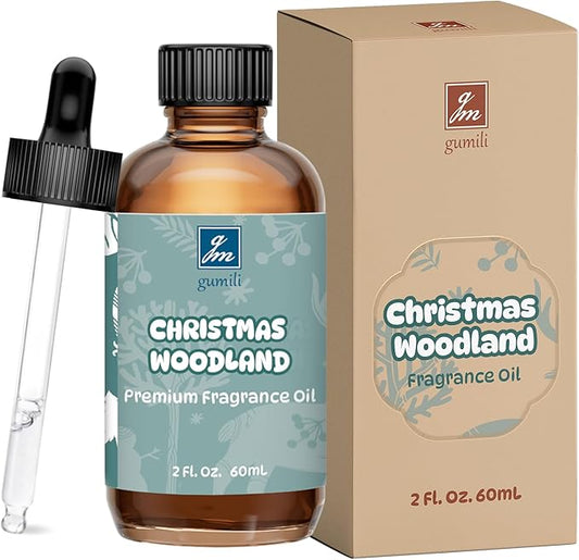 GM Gumili Christmas Woodland Fragrance Oil 2 Oz, Natural Scent Oil for Home Essential Oils Diffuser, Candle Making, Soap Making, DIY Body Oils, Perfume, Body Mist, Spray - Fall Winter Scent