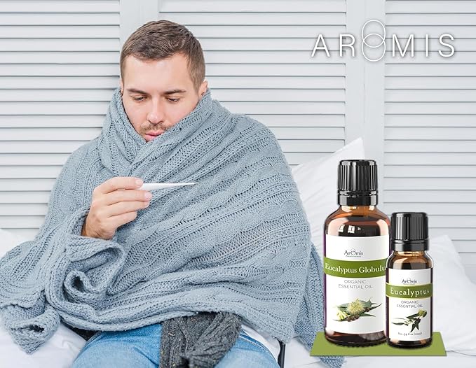 ArOmis Eucalyptus Globus Essential Oil - Certified Organic - 100% Pure Therapeutic Grade - Undiluted, Natural, Premium, Massage Oil, Oils Perfect for Aromatherapy, Diffuser