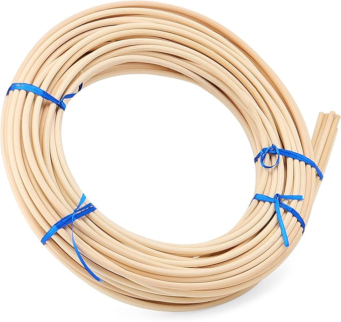 MOUYAT 2 Roll #8 Reed Spline, Each 66 Feet x 3/16 Inch Round Cane Webbing for Weaving, 20m x 5mm Chair Caning Supplies Wicker Repair Kit for DIY Craft, Decoration, Office Aromatherapy