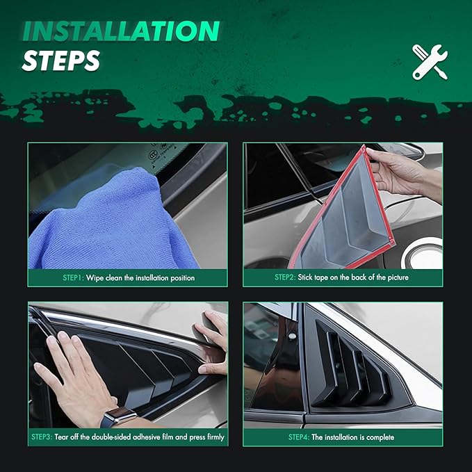 SCITOO 2PCS Rear Window Louvers 2010-2015 for Chevrolet Camaro Accessories Matte Black Racing Rear Quarter Window Louvers