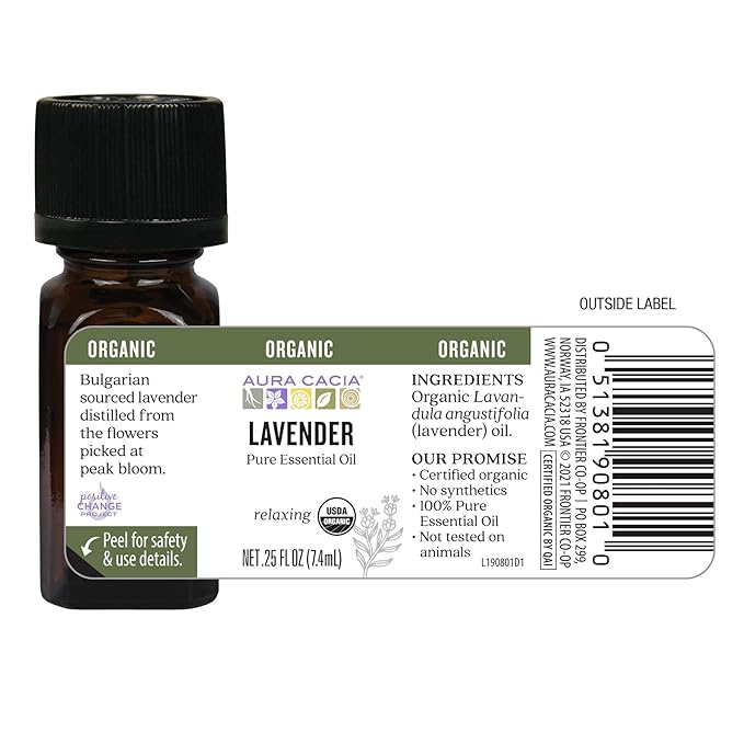 Aura Cacia - Pure Organic Lavender Essential Oil | 0.25 fl. oz.
