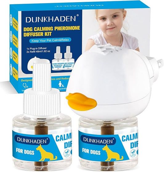 Dog Calming Pheromone Diffuser for Relief Anxiety, Reducing Barking, Attacks and Combating Stress & 3 in 1 Calming Diffuser for Dogs 48ML 2 Refills Fit All Dogs