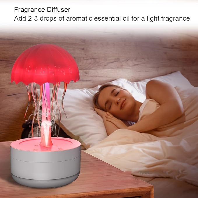 Humidifiers for Bedroom Home - Jellyfish Humidifier,300ml Essential Oil Diffuser with LED Color Night Light, Rotating Essential Oil Diffuser for Bedroom Office Hotel
