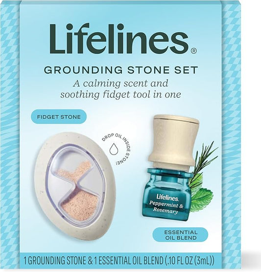 Lifelines Scent-Infused Grounding Stone & Oil Blend - Portable Fidgets for Tweens, Teens & Adults with Essential Oil Blend & Diffusion Stones for Sensory Immersion - Calming Waterless Passive Diffuser