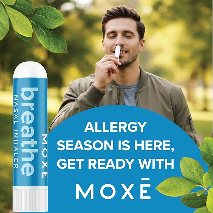 MOXE Breathe | Himalayan Salt Inhaler | Help Clear Congestion, Boost Focus and Improve Breathing | Natural Aromatherapy | Peppermint, Lavender and Tee Tree Essential Oil (1 Pack)…