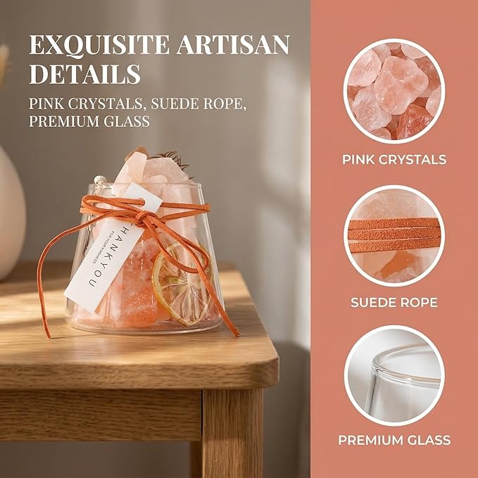 Himalayan Salt Stone Diffuser DIY Kit, Natural Crystal Aromatherapy with Essential Oil, Salt and Stone Gift Set for Home Decor, Eco-Friendly Air Freshener for Bedroom Office Wellness(Pink)