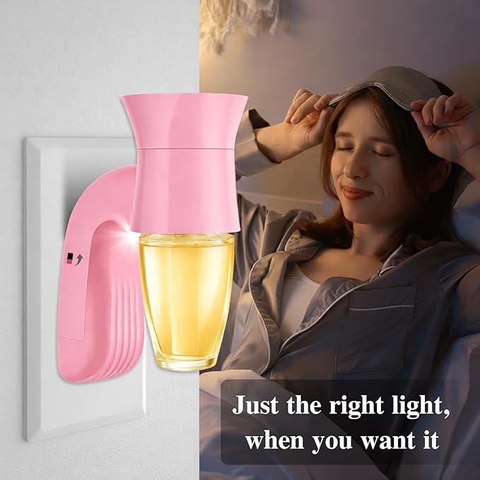 4 Pack Wall Fragrance Plug in with Night Light Compatible with Bath & Body Works Wallflowers, Plug in Aromatherapy Diffuser for Bedroom, Home Fragrance, Relaxing Atmosphere - Pink