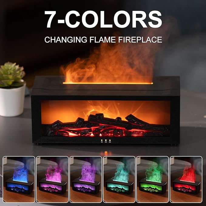 Fireplace Aroma Essential Oil Diffuser, 150ml Ultrasonic Humidifier, Scent Aroma Diffuser with Remote Control & Timer for Home, Bedroom, Office, Yoga