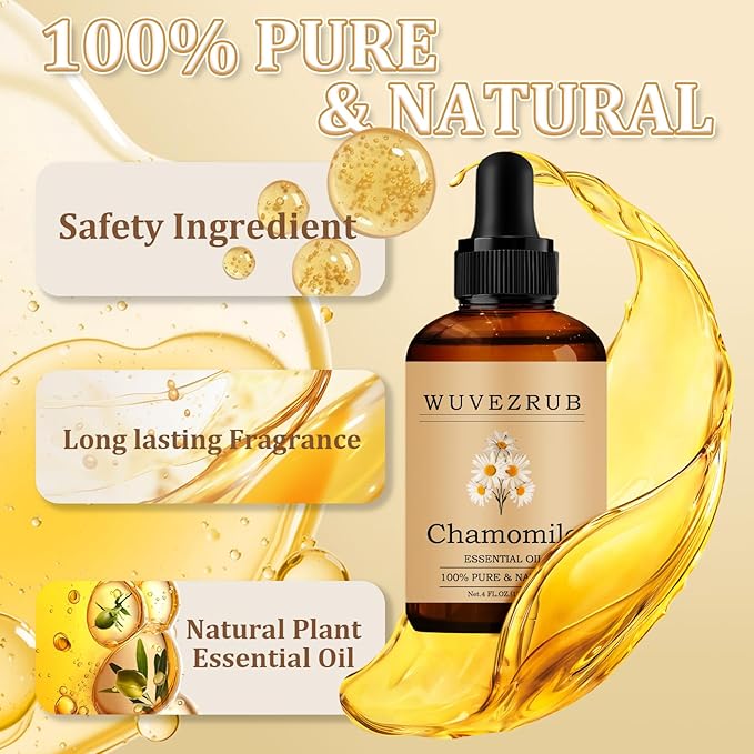 Chamomile Essential Oil 120ML - 100% Pure and Natural Oils for Aromatherapy Diffuser - 4 Fl Oz/Chamomile
