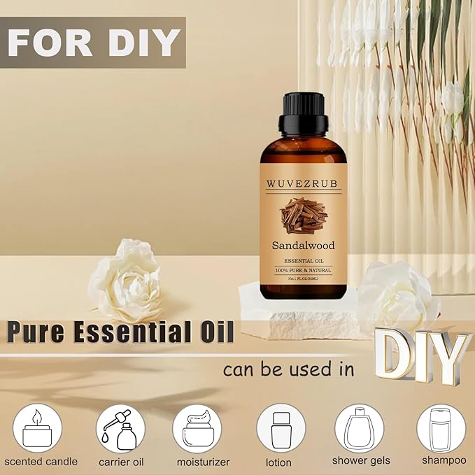 Sandalwood Essential Oils, 30ML Pure and Natural Essential Oil for Aromatherapy Diffuser - Sandalwood /1 Fl Oz