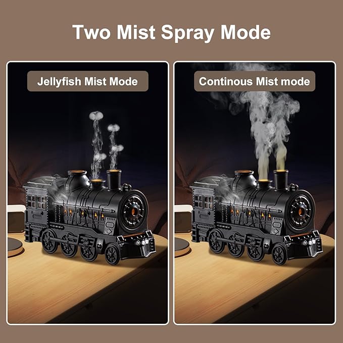Essential Oil Diffuser 300ML Train Cool Mist Humidifier Quiet Aromatherapy Diffuser with Night Light for Bedroom Desk Auto Shut-Off