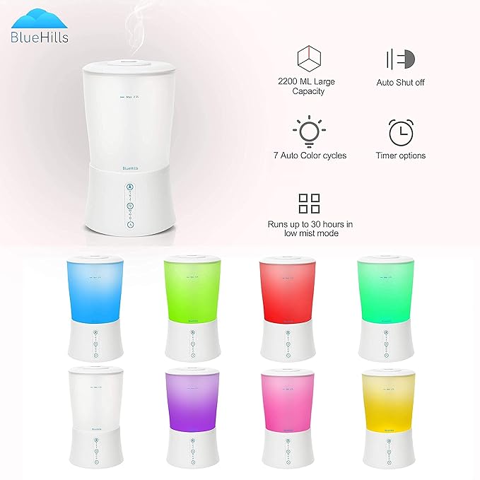 BlueHills Premium 2000 Ml and 3000 Ml Set of 3 Large Essential Oils Diffusers for Large Rooms Big Capacity Models Adjustable Cool Mist Great Gift – Value Pack of 3 White