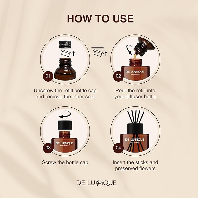 Flora D'Amour Scent Reed Diffuser Refill, Premium Essential Oils, 150ml/5.07 fl oz, Long-Lasting 8-12 Weeks
