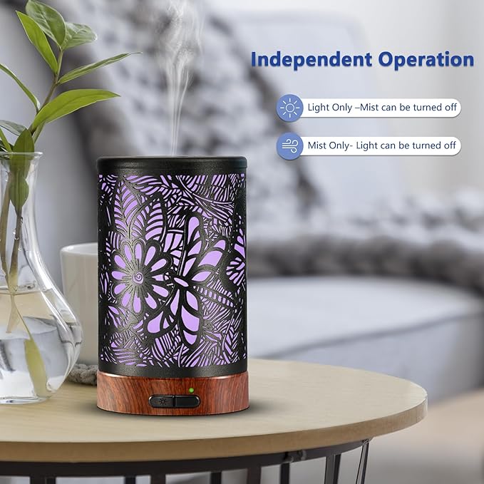 EQUSUPRO Essential Oil Diffuser Metal Aromatherapy Diffuser for Home 150ml Ultrasonic Cool Mist Diffuser with 7 Colors Light Auto Shut-Off Protection for Home Office Decor & Gift (Dragonfly)
