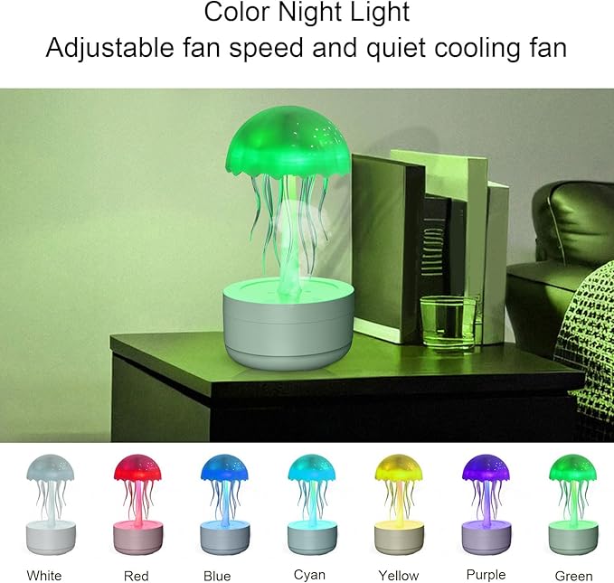 Humidifiers for Bedroom Home - Jellyfish Humidifier,300ml Essential Oil Diffuser with LED Color Night Light, Rotating Essential Oil Diffuser for Bedroom Office Hotel