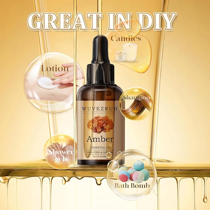 Amber Essential Oil 60ML - 100% Pure and Natural Oils for Aromatherapy Diffuser - 2 Fl Oz/Amber