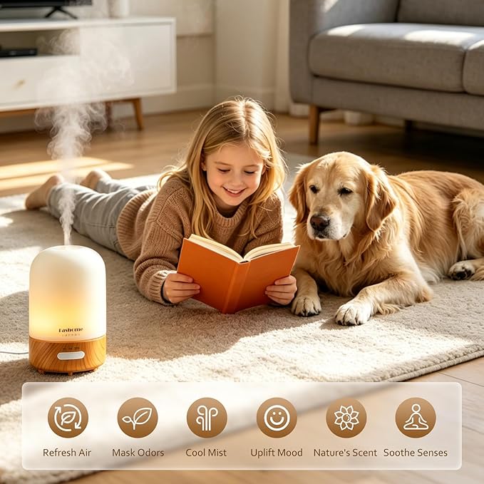 Essential Oil Diffuser for Home, Ultrasonic Cool Mist Air Aromatherapy Humidifier, Mini Scent Air Machine Portable Diffuser with Changing Lights & Auto Shut-Off for Home Bedroom Office Yoga(<25dB)