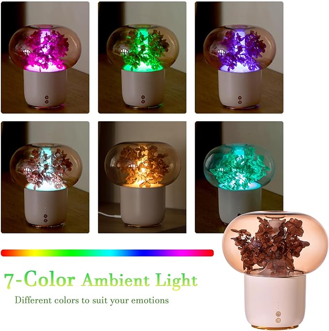 Eternal Flower Essential Oil Diffuser, 200ml Ultrasonic Aromatherapy Humidifier, Creative Colorful Night Light Aromatherapy Machine, Noise Free, BPA Free, Auto Shut-Off, Gift for Women (Orange)