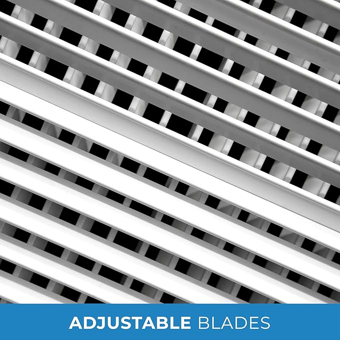 12"w X 10"h Aluminum Double Deflection Adjustable Air Supply HVAC Diffuser - Full Control Vertical/Horizontal Airflow Direction - Vent Duct Cover [Outer Dimensions: 13.6"w X 11.6"h]
