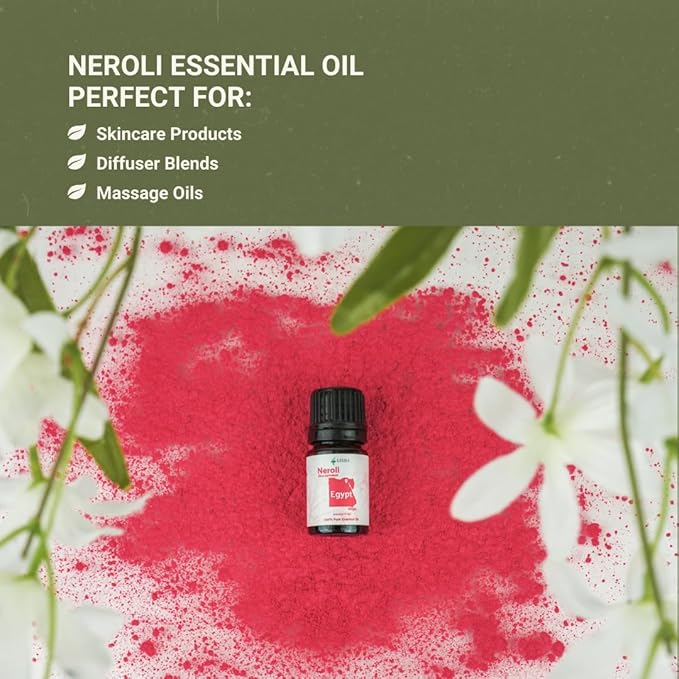 Neroli Essential Oil - Direct from Egyptian Nile Delta Farms - Steam Distilled - Aceite Azahar for Aromatherapy, Massage, Diffuser, DIY Candle and Soap Making - 15ml