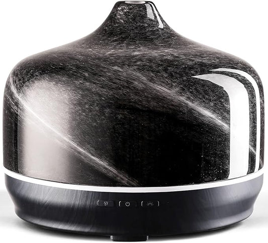 Porseme 500ml Glass Essential Oil Diffuser Aromatherapy Ultrasonic Cool Mist Humidifier 15-21 Running Hours Waterless Auto-Off Air Diffusers for Sleeping Yoga Working Spa(Obsidian)