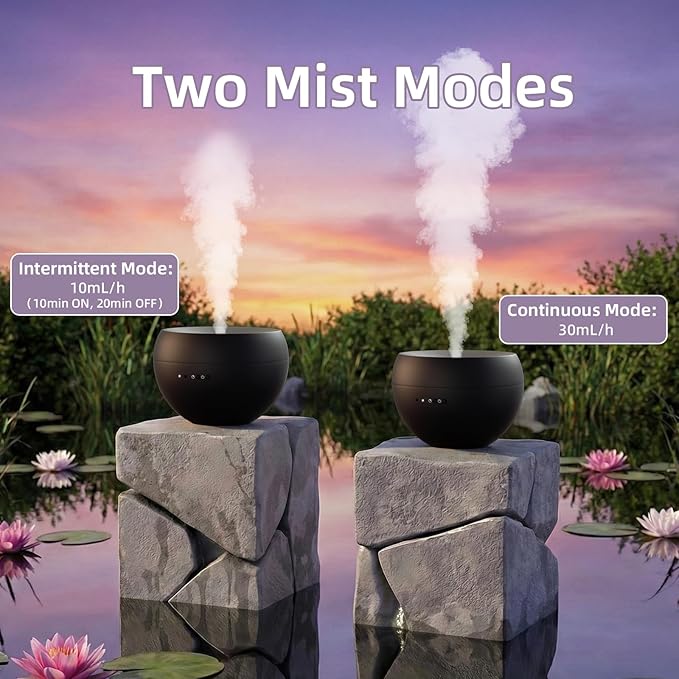 Essential Oil Diffuser, Small Ultrasonic Aromatherapy Diffuser with Auto-Off Function, Cool Mist Humidifier with 2 Modes, Fragrance Aroma Diffuser for Bedroom, Home Scent Diffuser 100ml (Black)