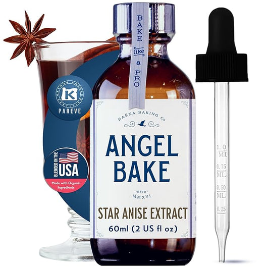 Pure Star Anise Extract for Baking and Mixology - 100 Servings Culinary Aromatics, Kosher, Keto Friendly, Vegan, Gluten-Free for Cooking, Desserts, Drinks (2 Oz Extract with Latex-Free Dropper)