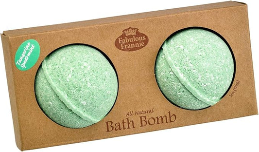 Fabulous Frannie Tangerine Spearmint Natural, Handmade Bath Bomb Set, Rich in Essential Oil, Mineral Salt, Coconut Oil, Witch Hazel, Fizzies to Moisturize Skin 2.5oz (Pack of 2)