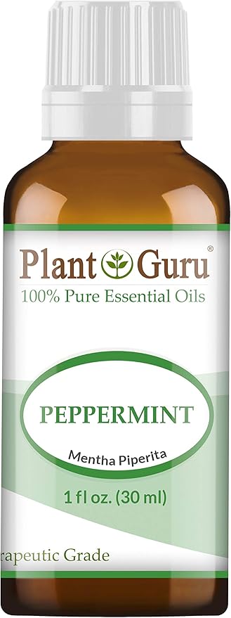 Plant Guru Peppermint Essential Oil 30 ml / 1 oz 100% Pure Undiluted Therapeutic Grade Extract of Mentha Piperita - Great for Aromatherapy, Diffuser, Skin, Body and Hair