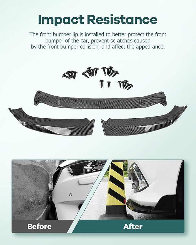 SCITOO Plastic Front Lip Spoiler fits for 2017-2019 for Audi for A4 2017-2018 for Audi A4 Quattro/S4 S-Line Glossy Carbon Look Front Bumper Lip
