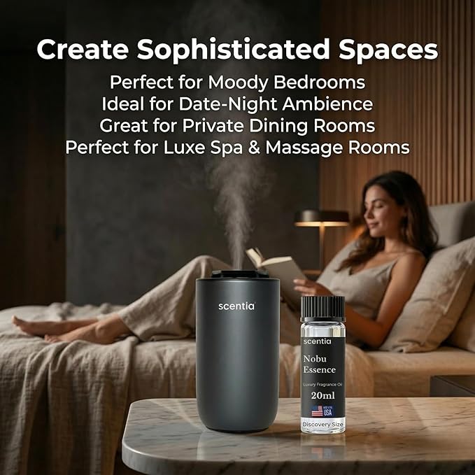 Scentia Nobu Essence Aromatherapy Oil for Diffuser – Hotel Scent Inspired by Nobu Hotel – 20 mL – Jasmine, Lily & Sandalwood Natural Fragrance Oil for Waterless & Cold Air Diffusers, Made in USA