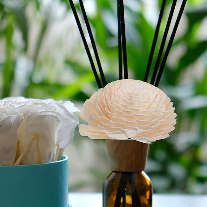 ERINGOGO Essential Oil Flower Diffuser Replacement 2pcs with Cotton Wick Aromatherapy Diffuser Flowers for Home Bathroom Fragrance
