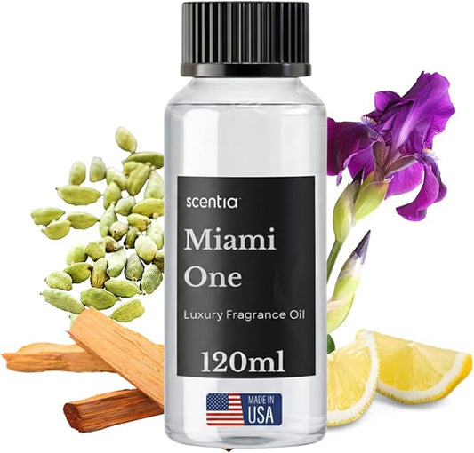 Scentia Miami One (My Way) Diffuser Oil Refill – Hotel Fragrance Oil Inspired by 1 Hotel Miami Beach – 120 mL – Lemon, Sandalwood & Cedar Long-Lasting Scent for Ultrasonic & Waterless Diffusers