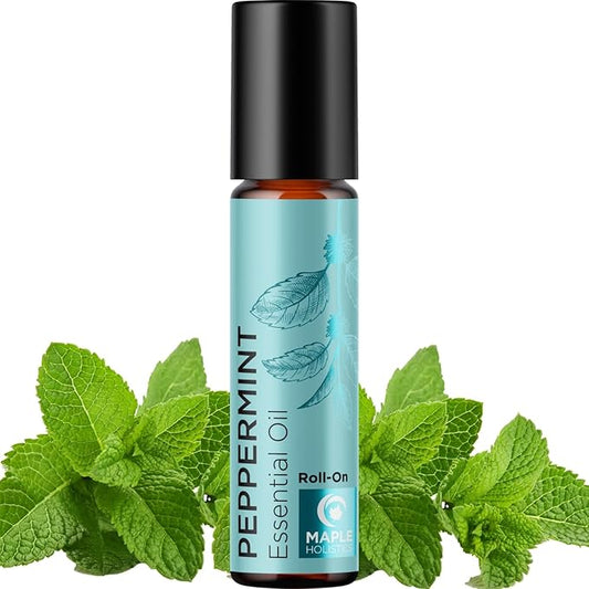 Peppermint Oil Roll on - Pure Peppermint Rollerball Essential Oil Aromatherapy Stick for Headaches - Natural Travel Essential and Pregnancy Must Have for Headaches Energy & Focus Support (1 Pack)