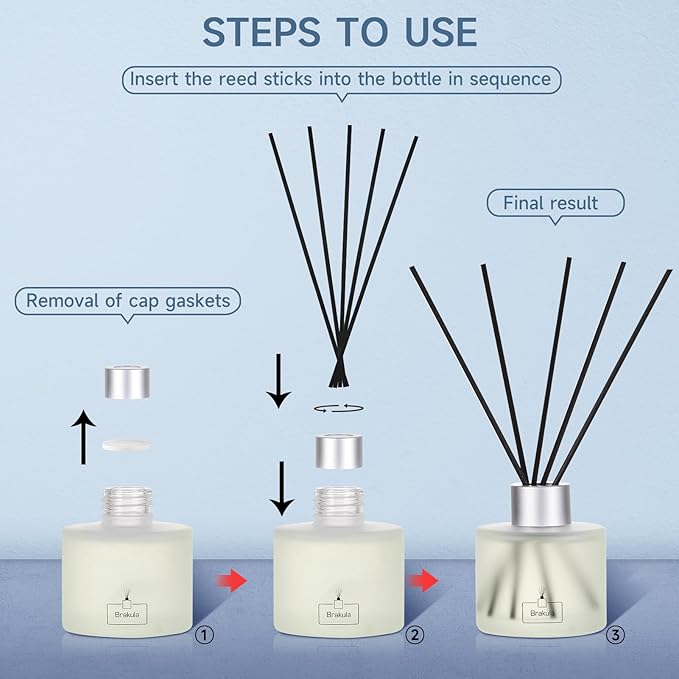 Brakula Reed Diffuser Set, 100ml Bamboo & White Tea Scented Essential Oil Diffuser, Home Fragrance for Living Room, Bathroom, Office