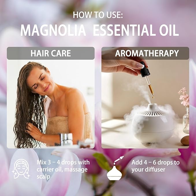 Magnolia Essential Oil, 16 fl oz (480ml) - ZODION Magnolia Fragrance Oil for Diffuser, Massage, Humidifier, DIY Candle, Soap Making, Home, Bath, Yoga