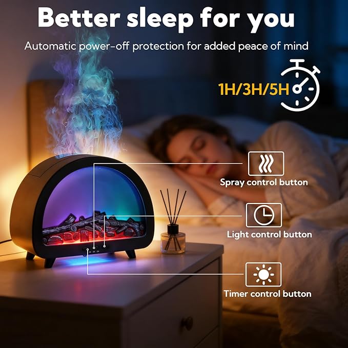 3 Pack Flame Essential Oil Diffuser 200ml Ultrasonic Cool Mist Humidifier 12 Colors LED Light with Remote Control Aromatherapy Diffuser for Home Bedroom Hotel Office Spa Yoga,Black