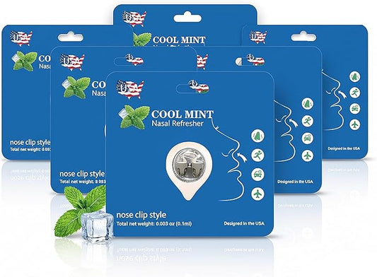 Peppermint Aromatherapy Nose Ring - Soft Wearable Essential Oil Diffuser for Driving Focus & Study, Hands-Free Scented Nose Clip, Discreet Personal Air Refresher with Natural Essential Oils(6pack)