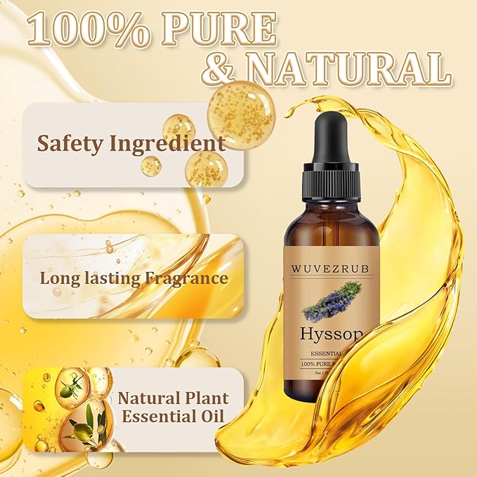 Hyssop Essential Oil 30ML - 100% Pure and Natural Oils for Aromatherapy Diffuser - 1 Fl Oz/Hyssop