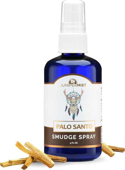 Palo Santo & Sage Smudge Spray (114ml), Palo Santo Essential Oil Spray for Cleansing Negative Energy, Spiritual Room Spray, Smokeless Smudge Spray, Aura Cleansing & Protection UK