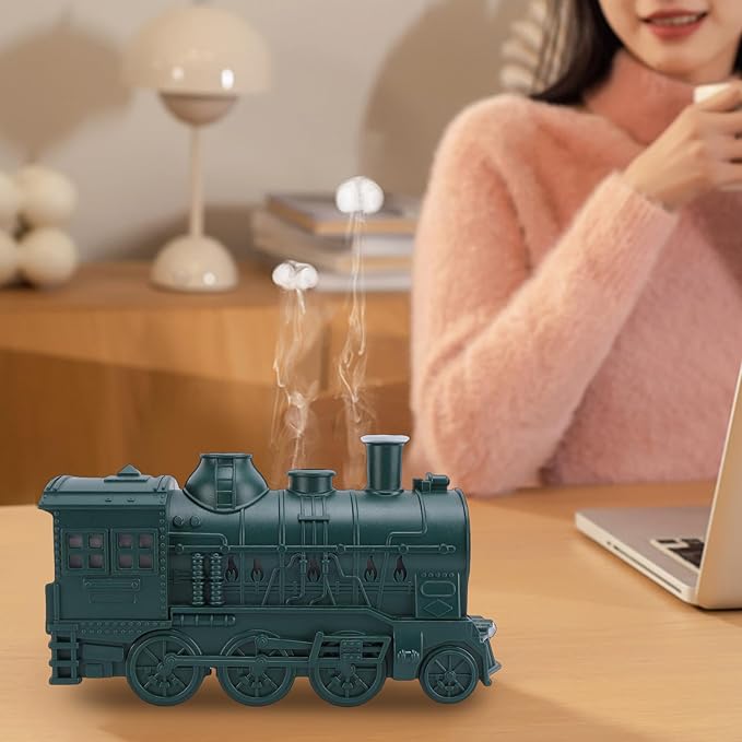 Bewinner Train Humidifier with Night Light, Essential Oil Diffuser, Large Room Aromatherapy Diffuser Cool Mist Humidifier for Office Bedroom, Dual Spray Modes, (Green)