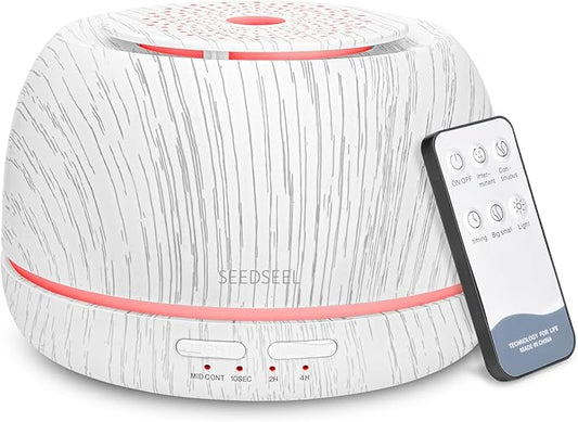 SEEDSEEL 300ML Essential Oil Diffuser, Aromatherapy Diffuser,with Remote Control, 7-Color LED Lights,8 Hours Run Time,Suitable for Home, Bedroom