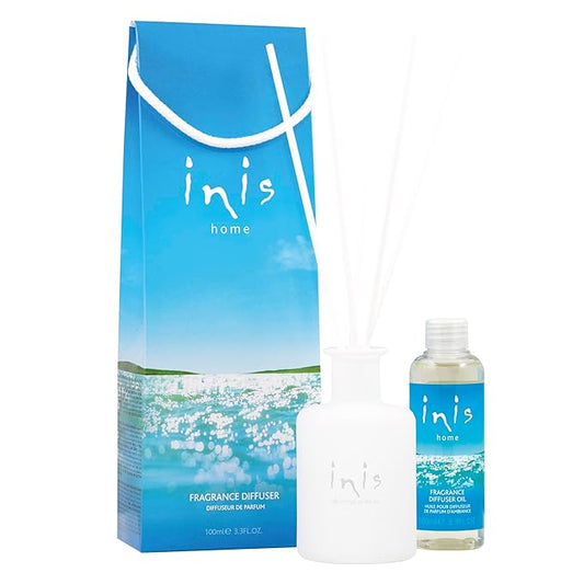 Inis the Energy of the Sea Reed Diffuser Set - Oil Diffuser - Ocean Fresh Fragrance for Home - Includes Fiber Reed Sticks, Fragrance Oil & Glass Bottle