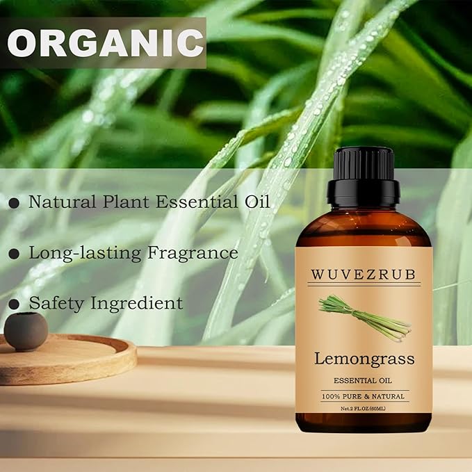 Lemongrass Essential Oils 60ML, 100% Pure and Natural Essential Oil for Aromatherapy Diffuser - 2 Fl Oz/Lemongrass