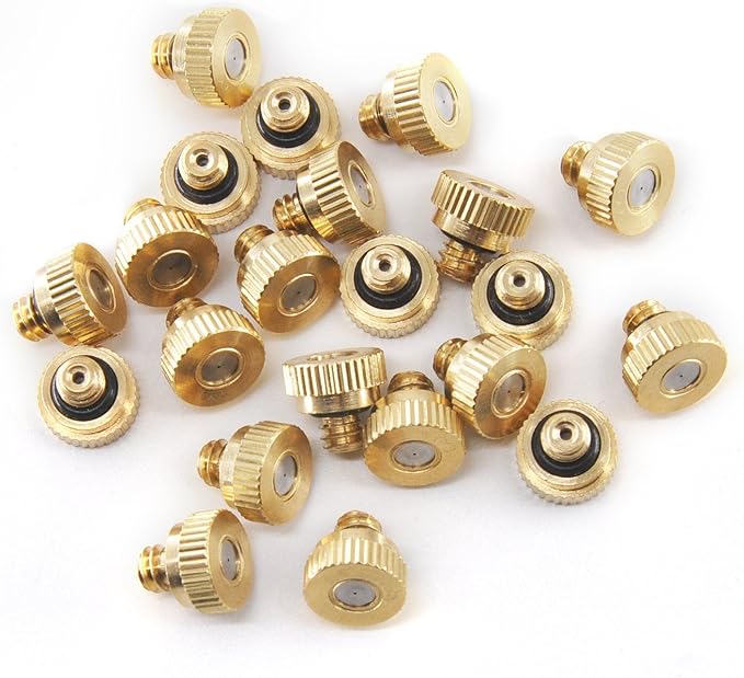 Brass Misting Nozzles for Outdoor Cooling System 22 pcs,0.012" Orifice (0.3 mm) 10/24 UNC by Aootech
