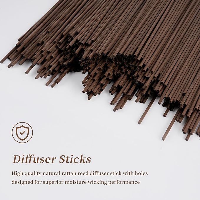 90Pcs Reed Diffuser Sticks-10Inch/4mm Brown Rattan Wood Sticks Reed Sticks Essential Oil Aroma Diffuser Reeds Aroma Fragrance Refills (4mm X 25cm (90pcs))