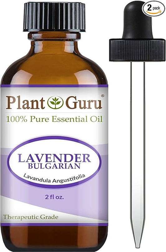 Lavender Essential Oil 2 oz (Bulgarian) 100% Pure Natural Undiluted Therapeutic Grade for Skin, Body and Hair Growth, Aromatherapy Diffuser, Great for Relaxation and Calming.